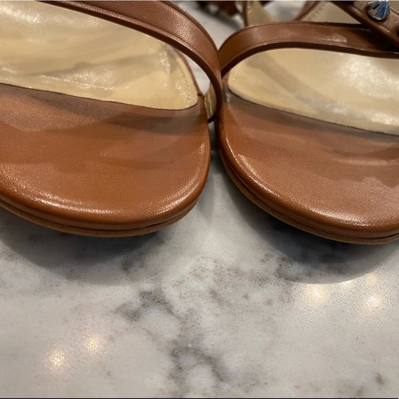 Coach Camel Strappy Floral Appliqué and Silver Stud Cork Wedges 8.5 EUC - Picture 8 of 8